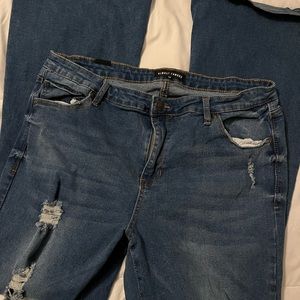 Almost famous bell bottom distressed jeans